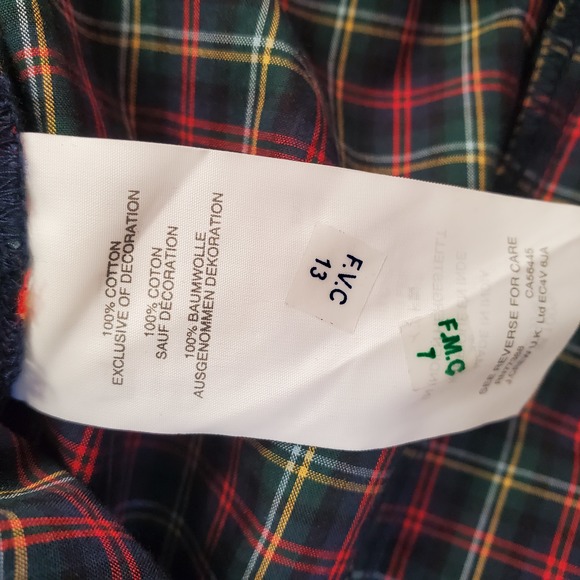 J.Crew Women's Plaid Gold Embroidered Peasant Woven Top Size Large H3478 Holiday - Picture 7 of 8